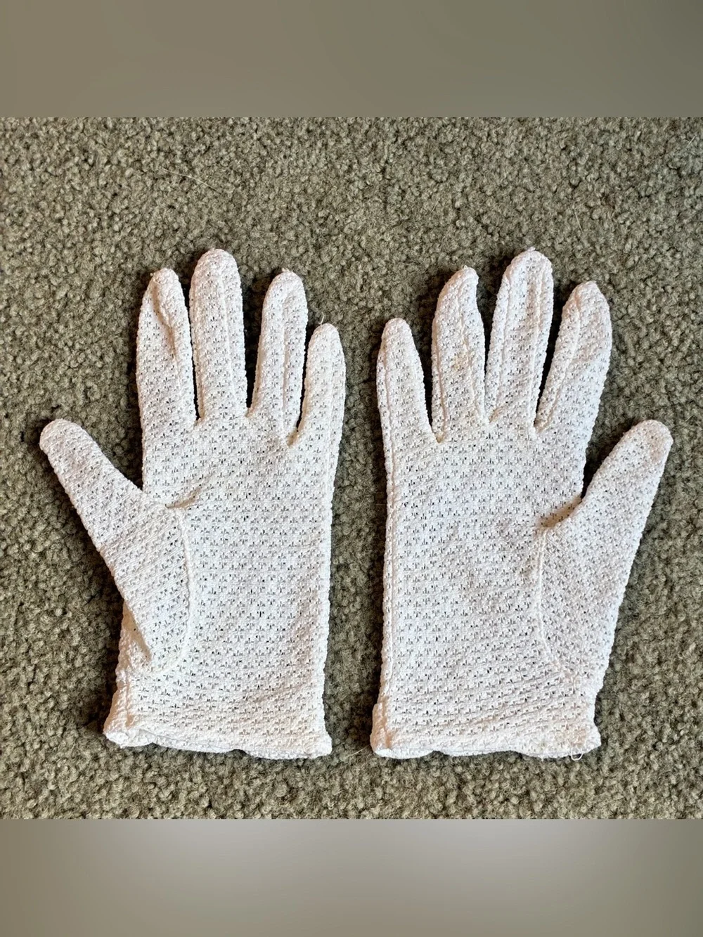 Womens XS Ivory Textured Stretchy Mesh Dress Gloves Costume Party Driving Formal
